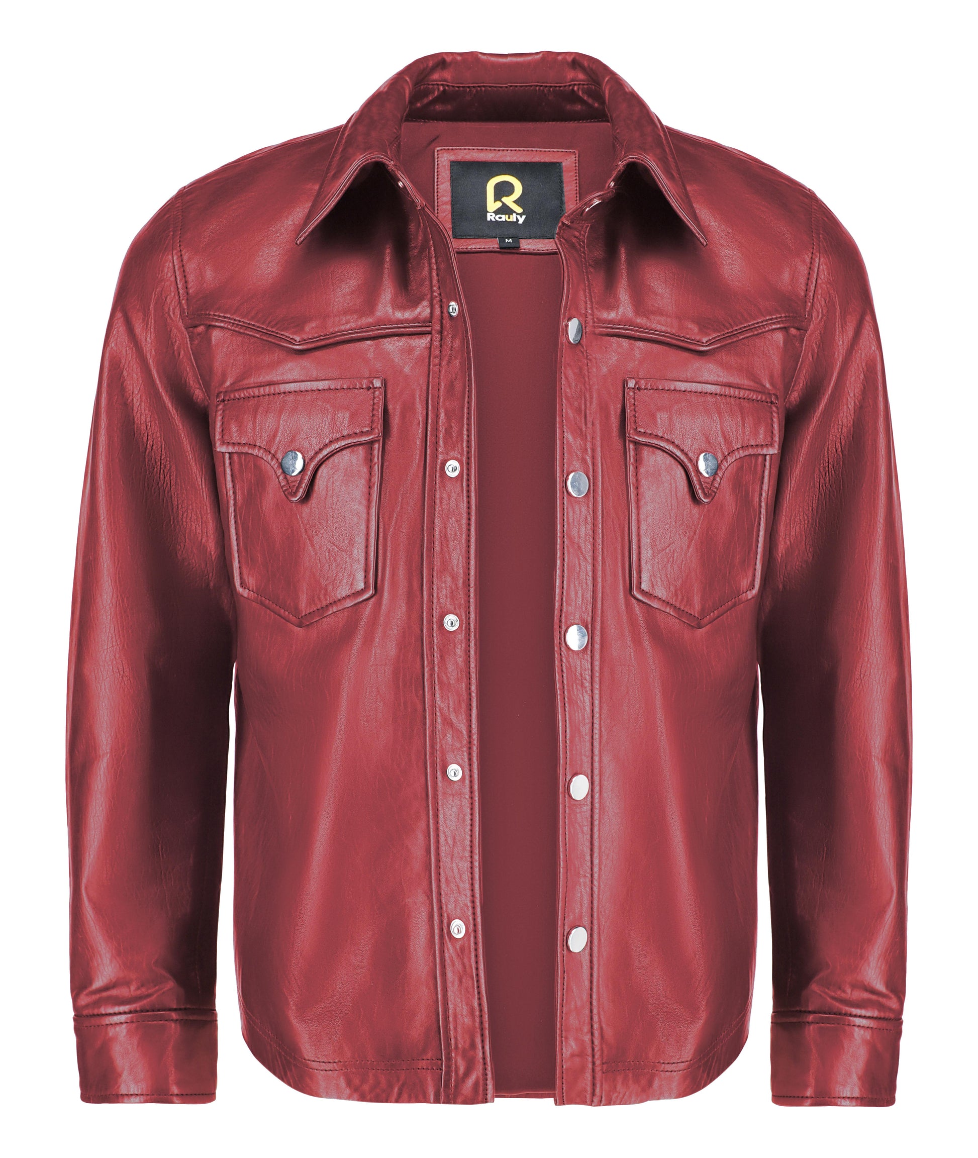 Leather Shirt - Lambskin Leather Blazer Men (Burgundy)