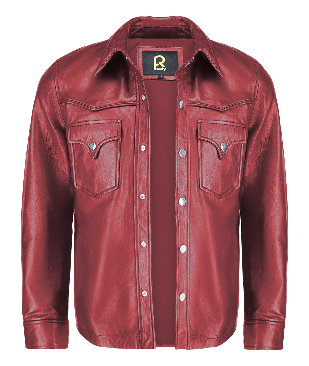 Leather Shirt - Lambskin Leather Blazer Men (Burgundy)