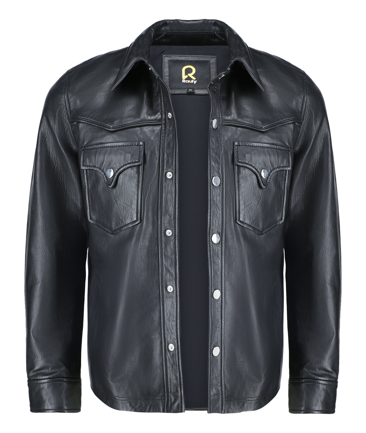 Leather Shirt - Lambskin Leather Blazer Men (Black)