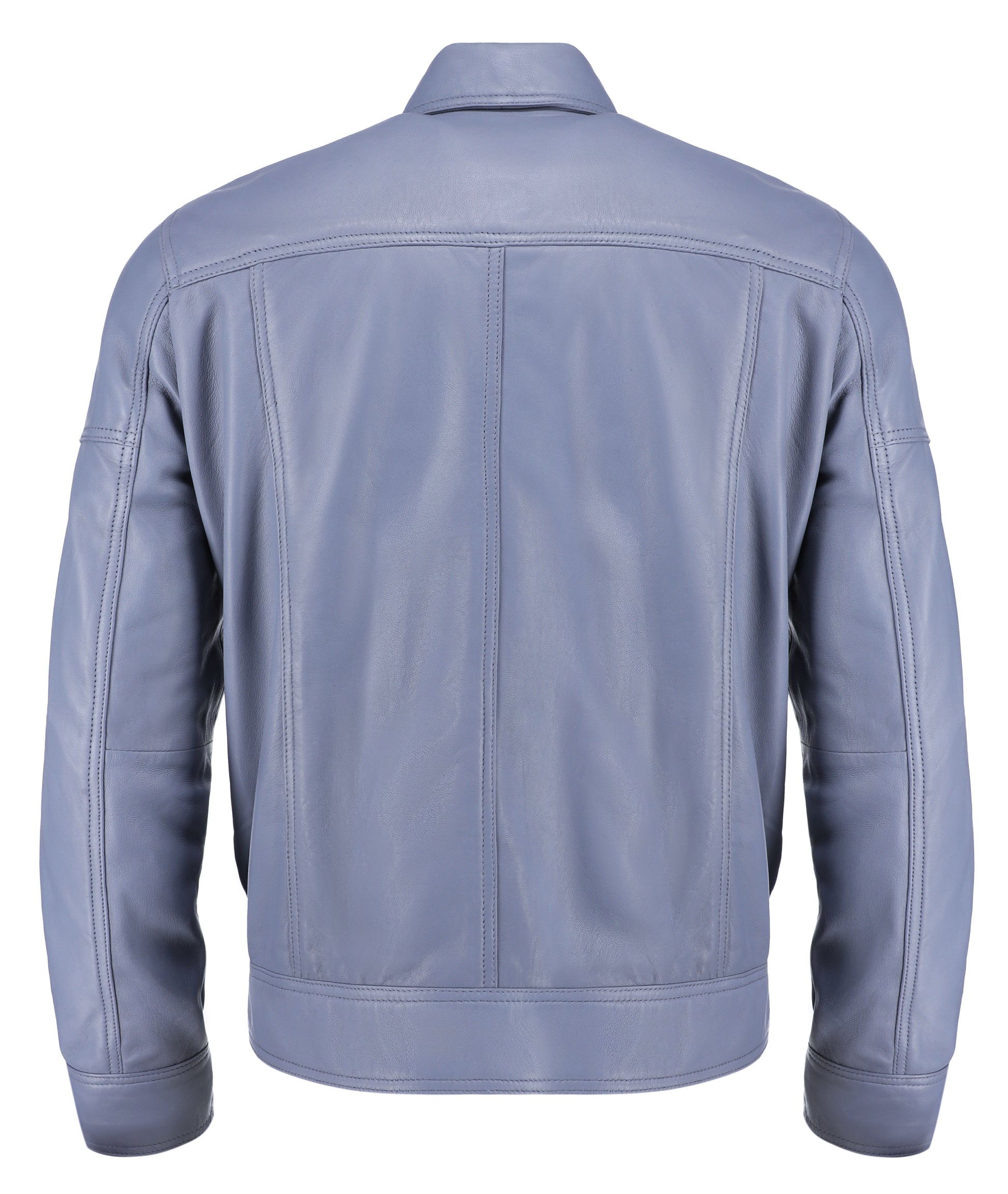 Polo Collar Premium Leather Jacket (Blue)