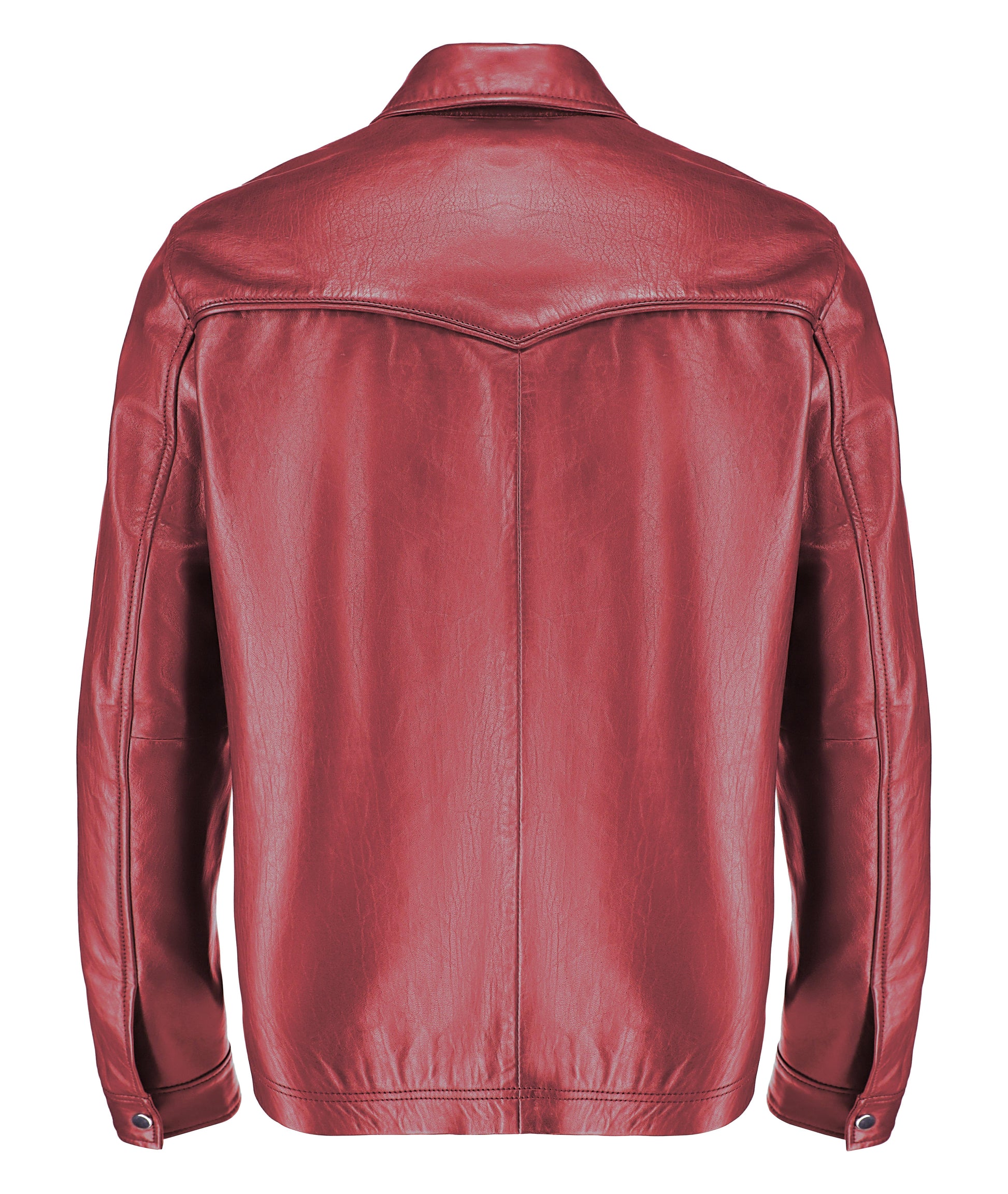 Leather Shirt - Lambskin Leather Blazer Men (Burgundy)