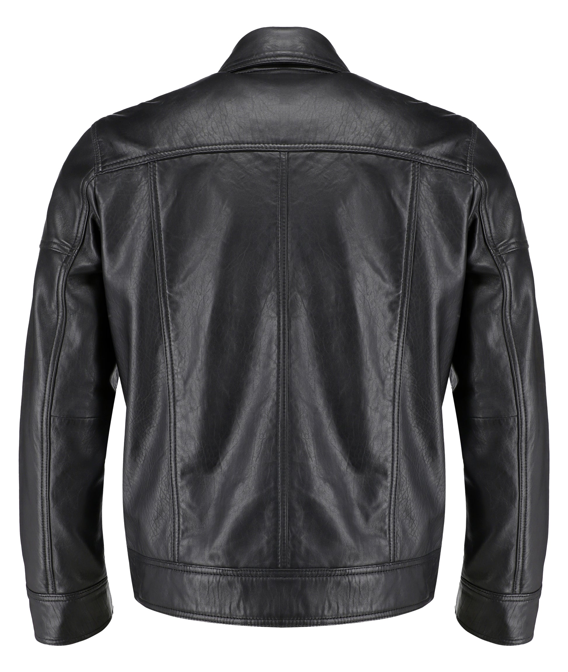Polo Collar Premium Leather Jacket (Black)