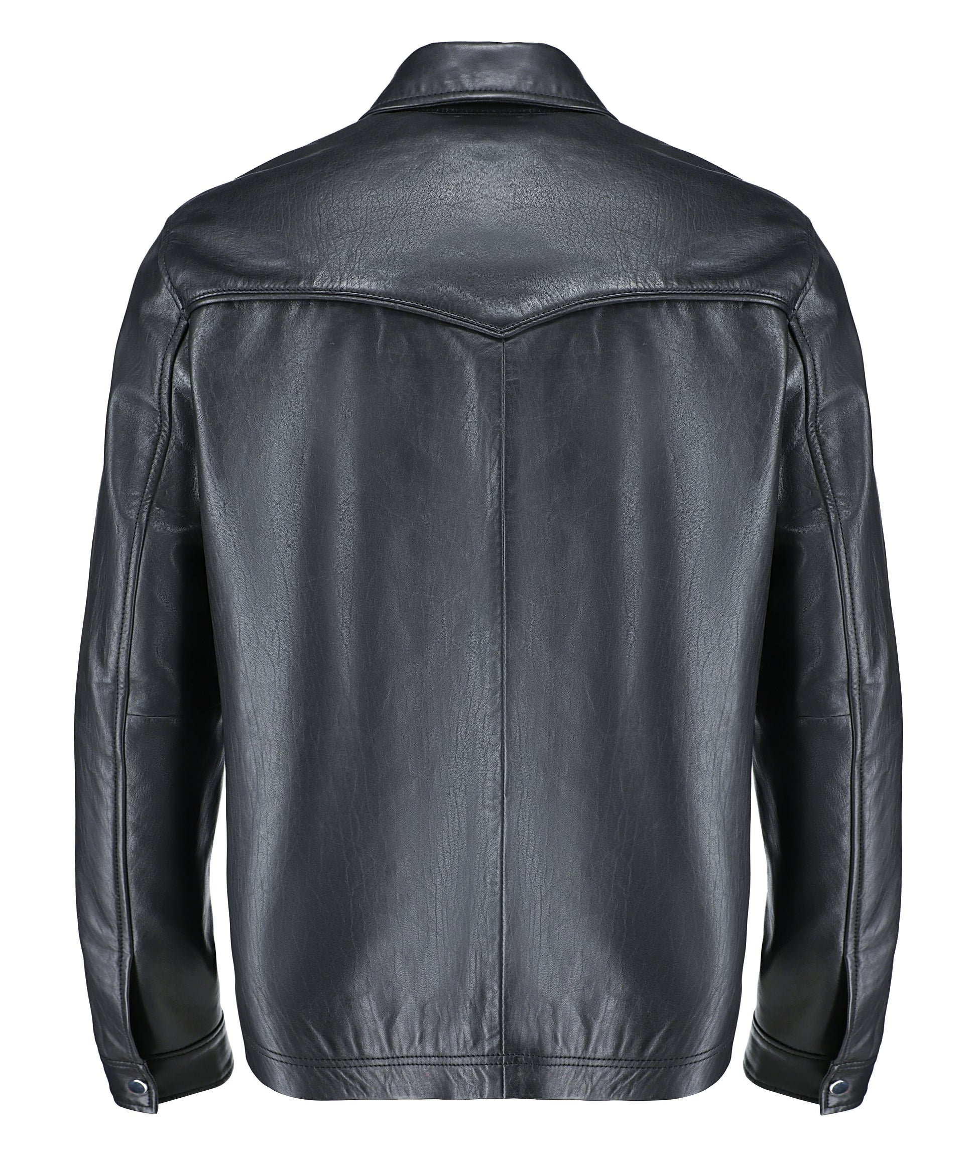 Leather Shirt - Lambskin Leather Blazer Men (Black)