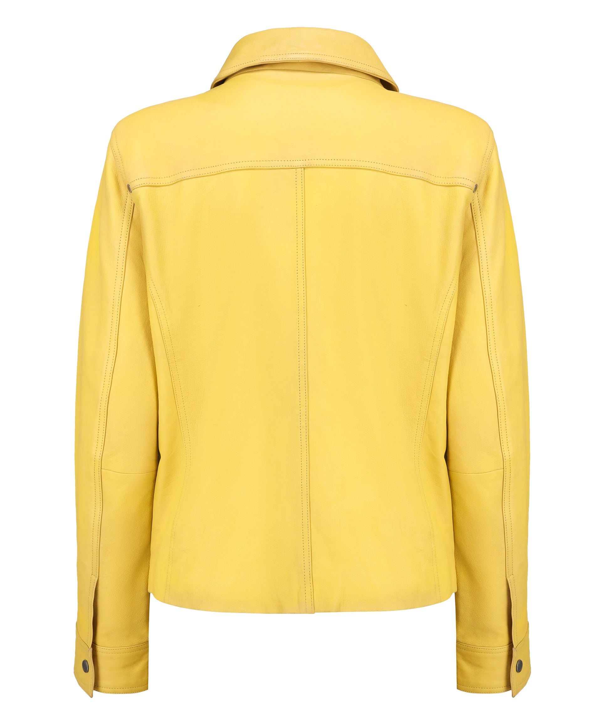 Button Front Lambskin Leather Blazer (Yellow)