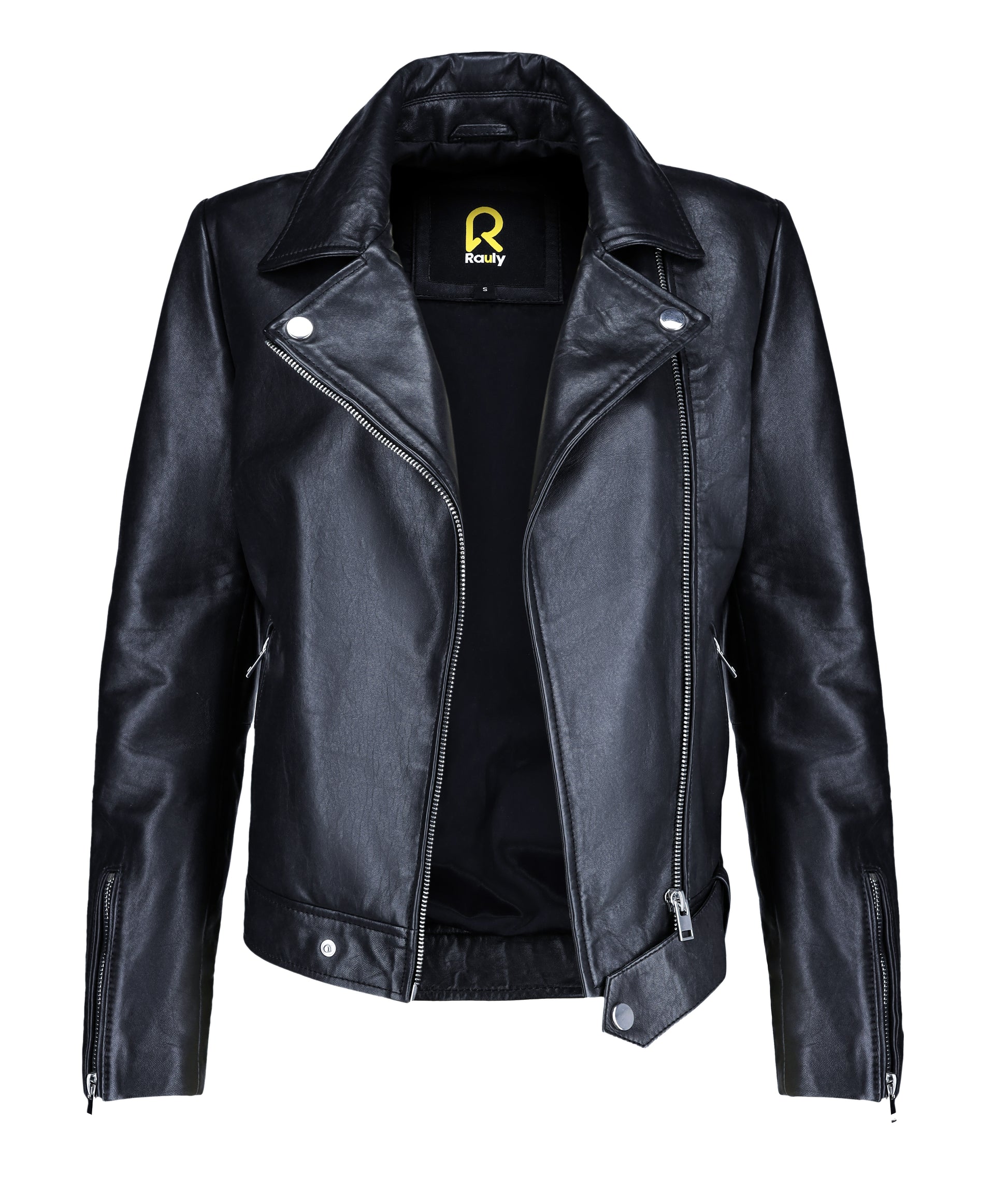 Biker Style Vintage Leather Jacket Women | Zipper (Black)