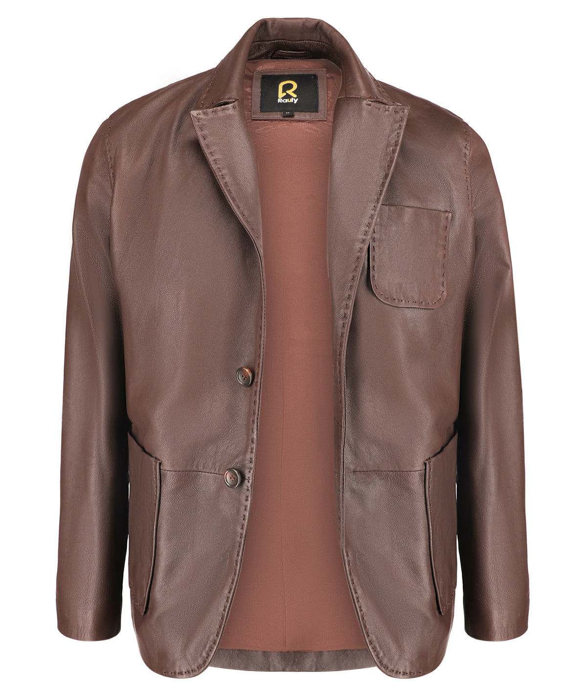 Lambskin Leather Blazer Men Casual Coat (Brown)