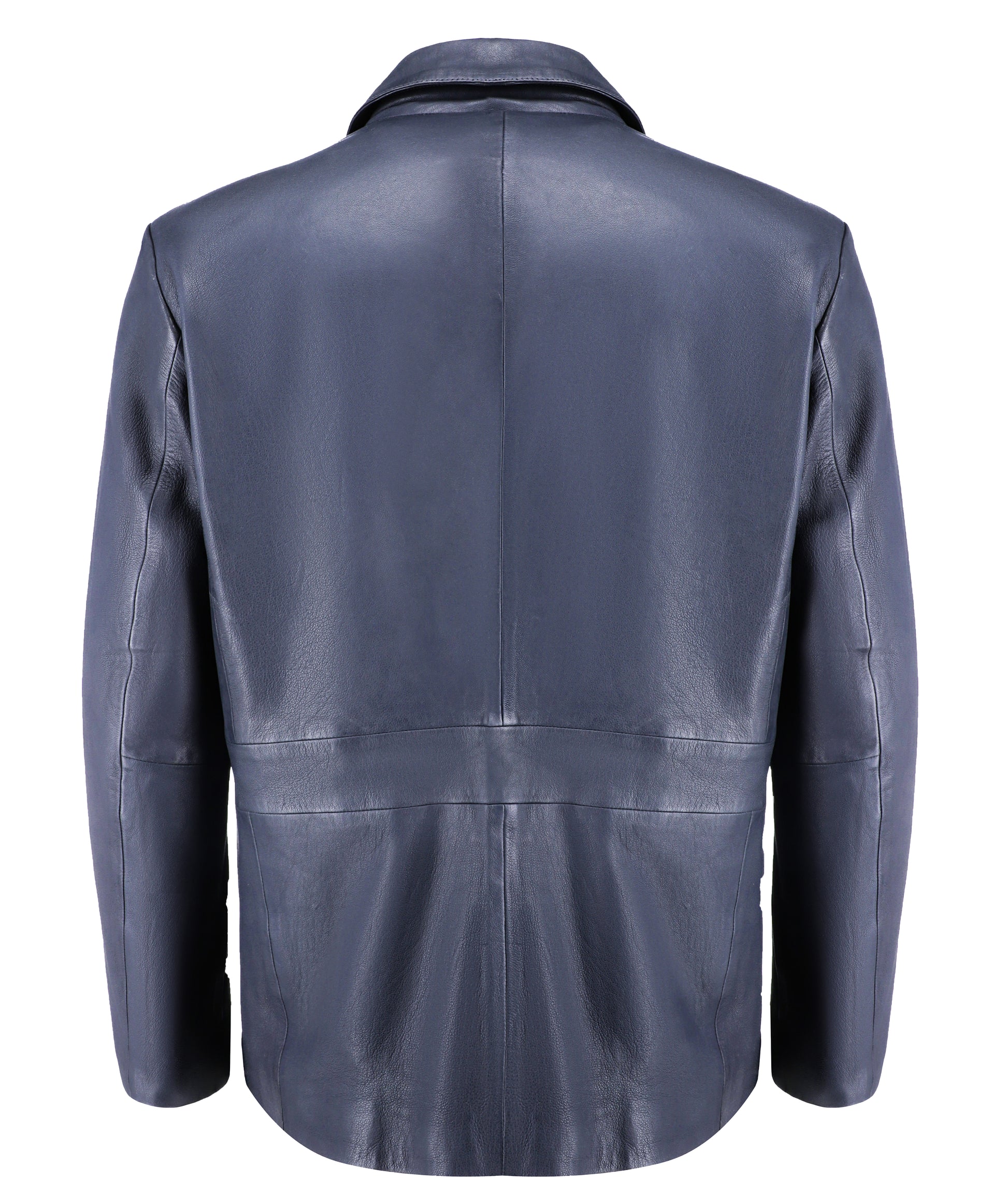 Notched Collar Classic Bond’s Style Ultimate Leather Blazer (Blue)