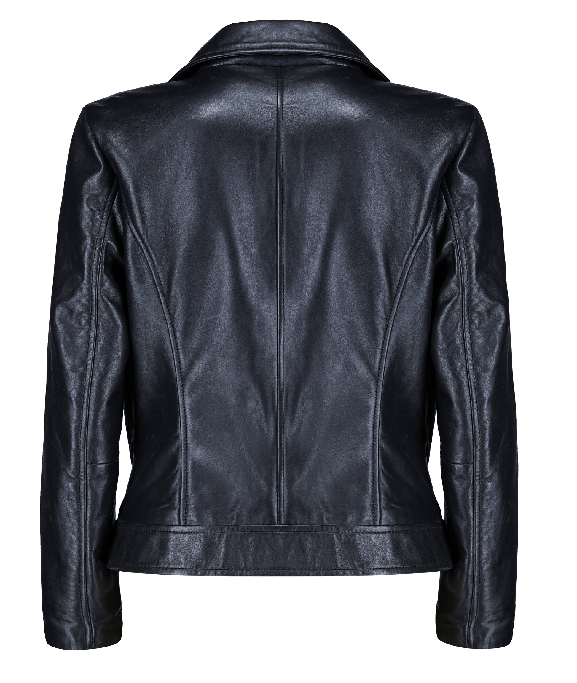 Biker Style Vintage Leather Jacket Women | Zipper (Black)