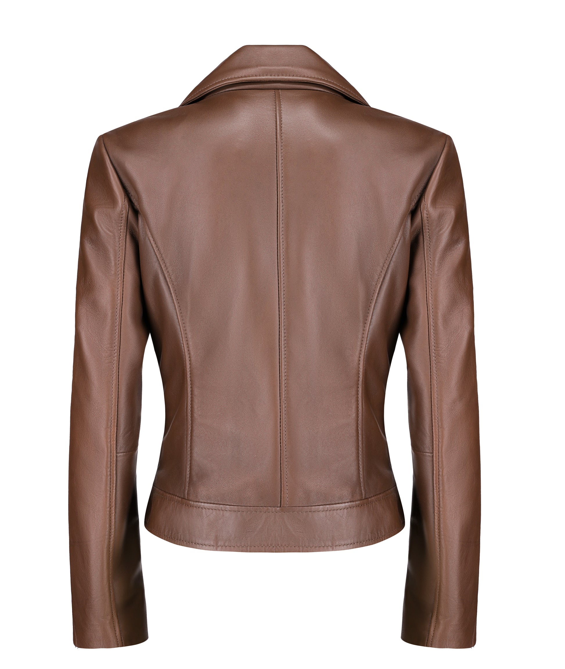Biker Style Vintage Leather Jacket Women | Zipper (Brown)