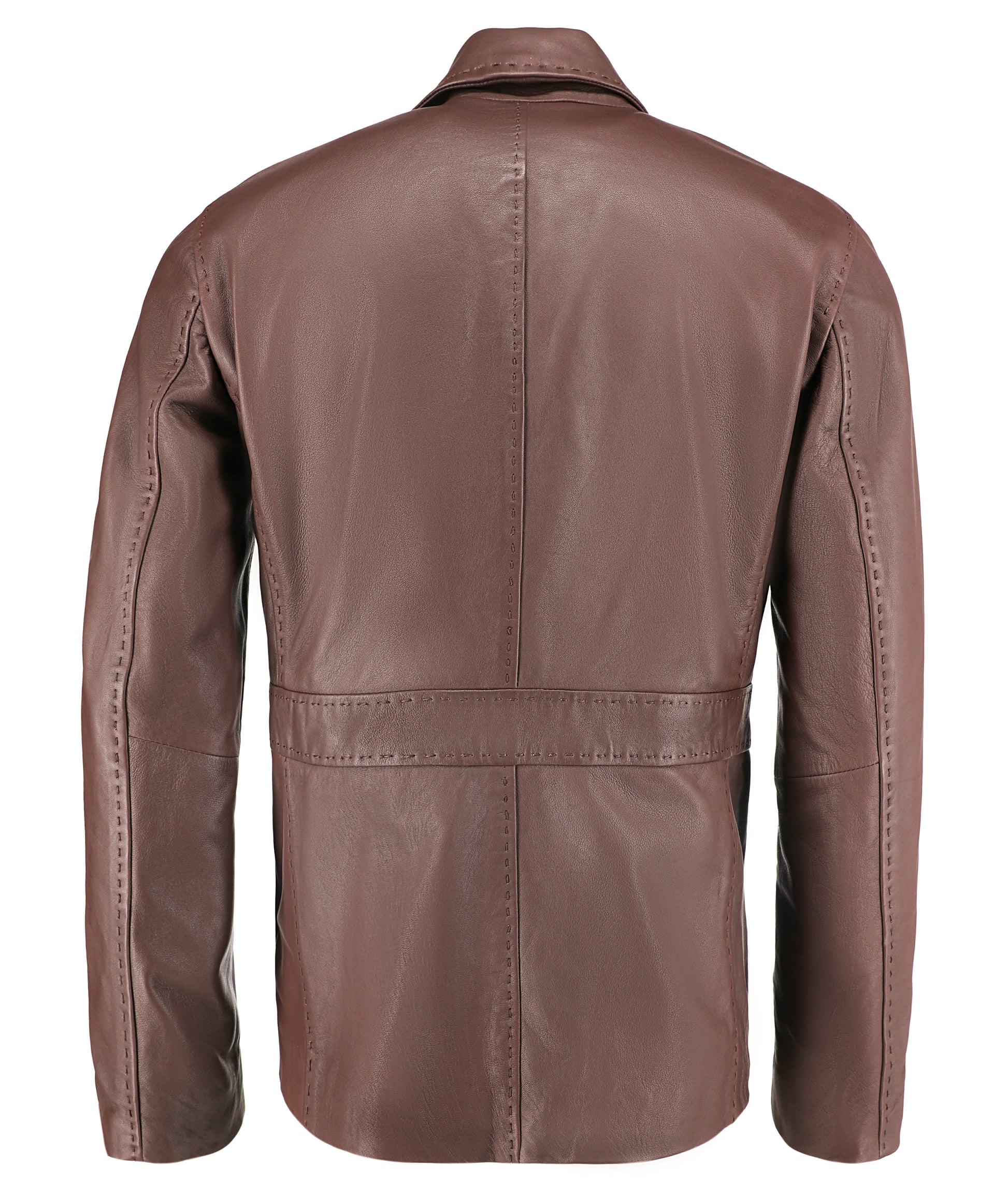 Lambskin Leather Blazer Men Casual Coat (Brown)
