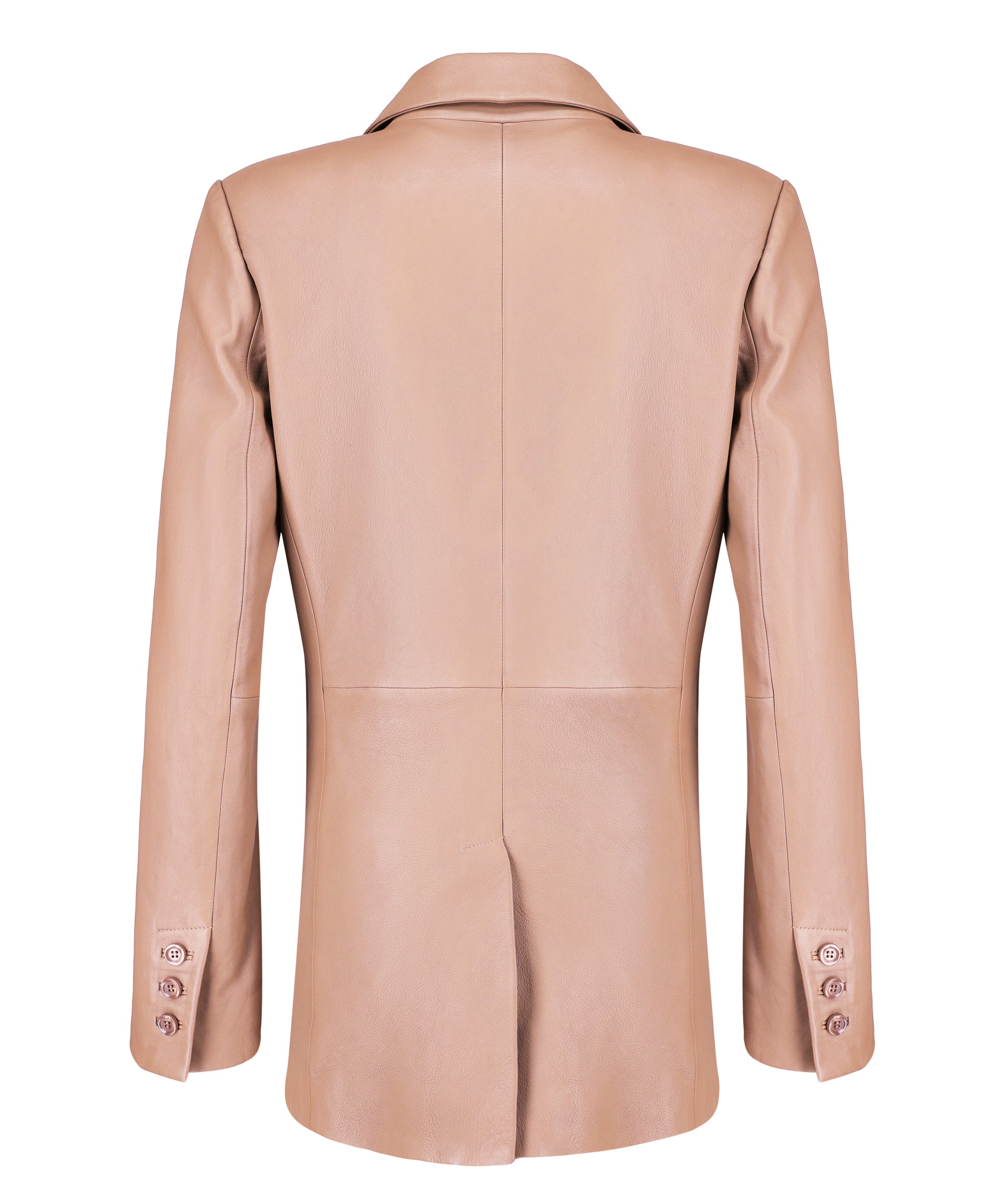 Classic 2-Button Lambskin Leather Blazer (Tan)