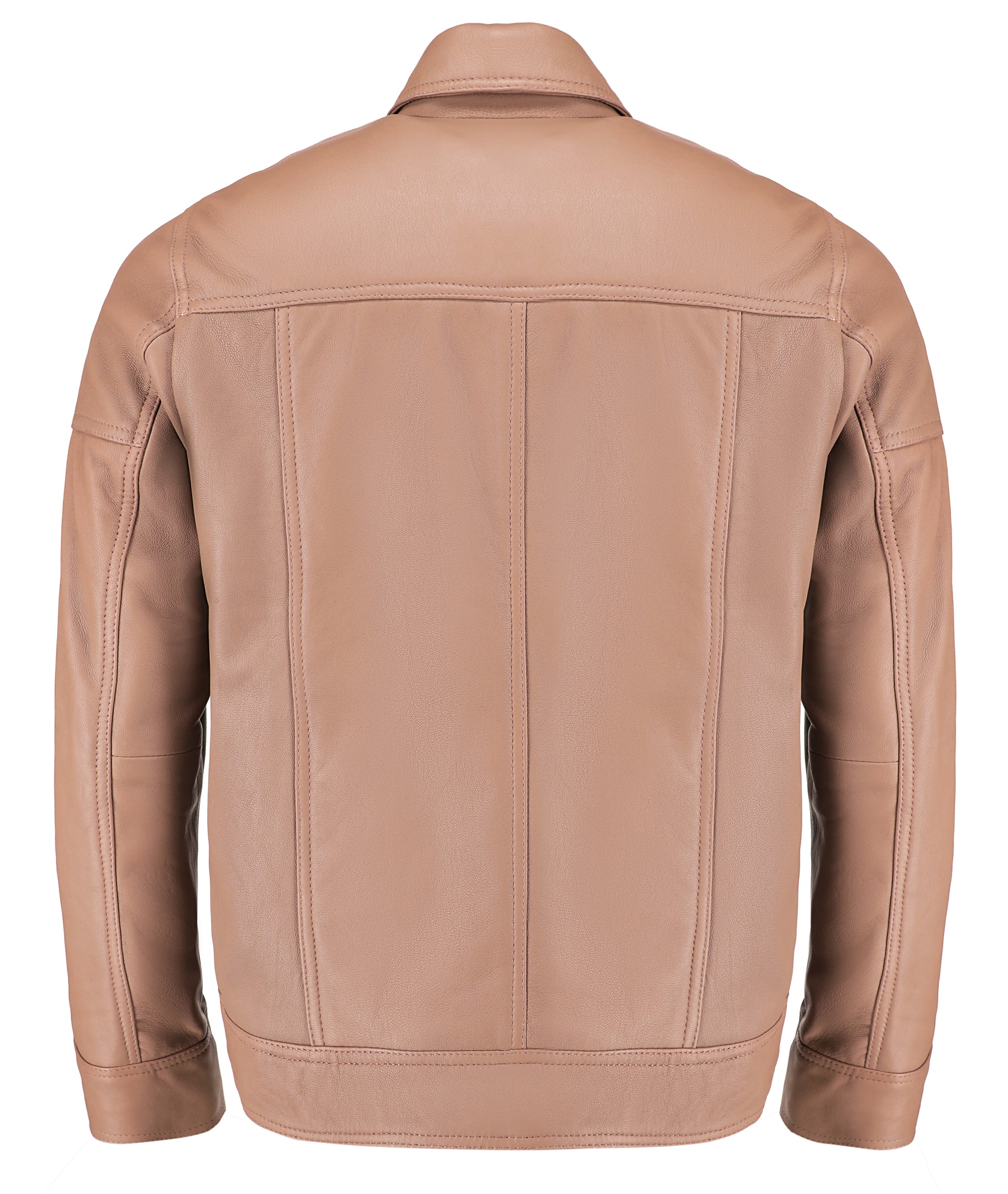 Polo Collar Premium Leather Jacket (Tan)