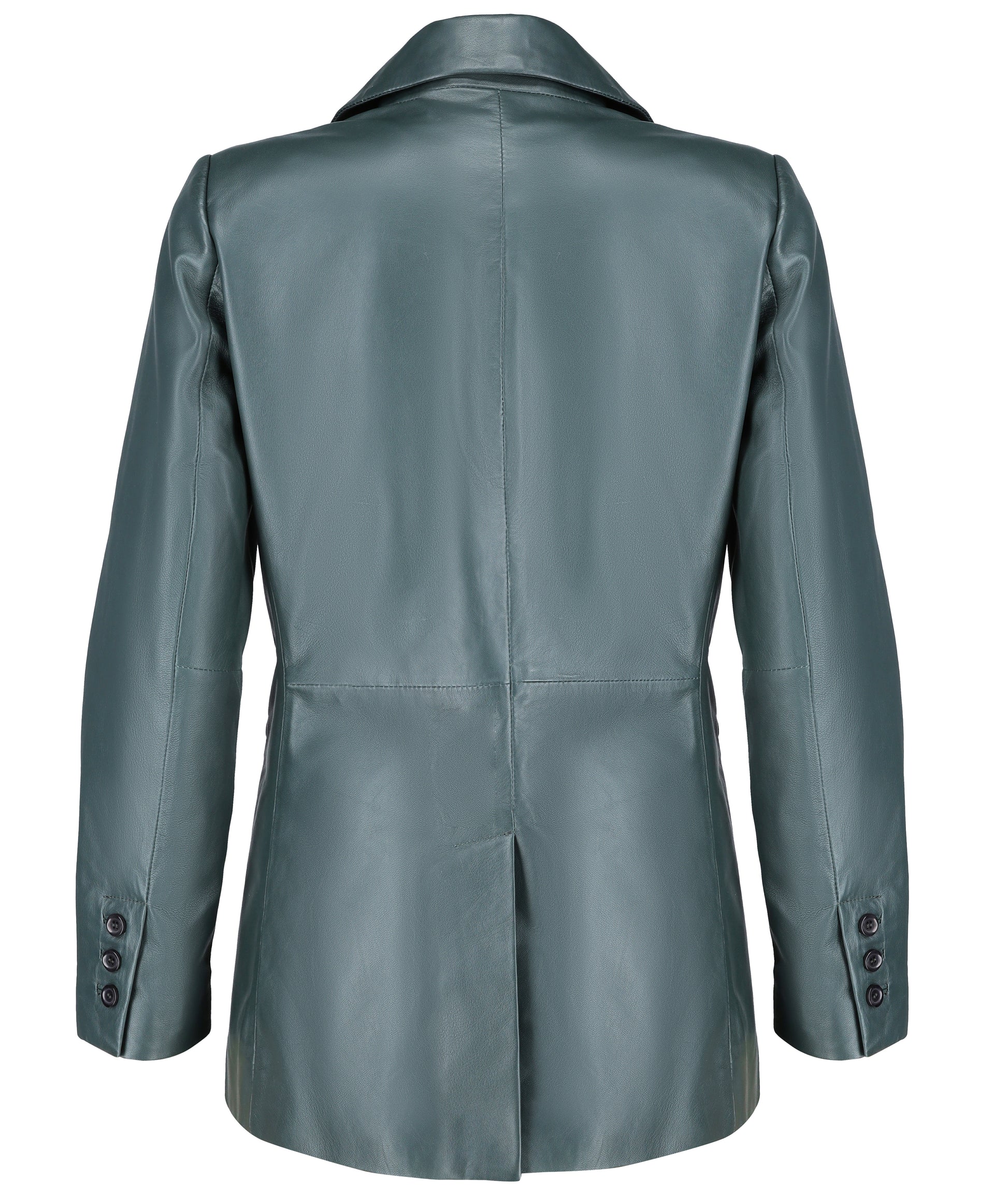Classic 2-Button Lambskin Leather Blazer (Green)