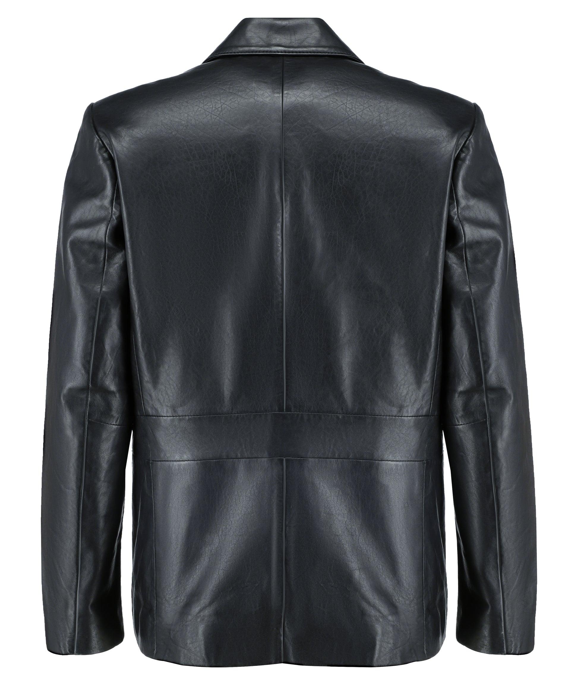Notched Collar Classic Bond’s Style Ultimate Leather Blazer (Black)